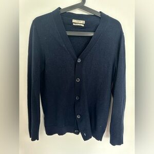 Merino Wool Mango Blue Knit Cardigan V-Neck Sweater